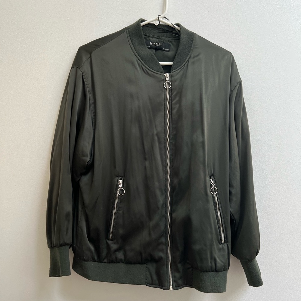 Zara Satin Effect Oversized Bomber Jacket M